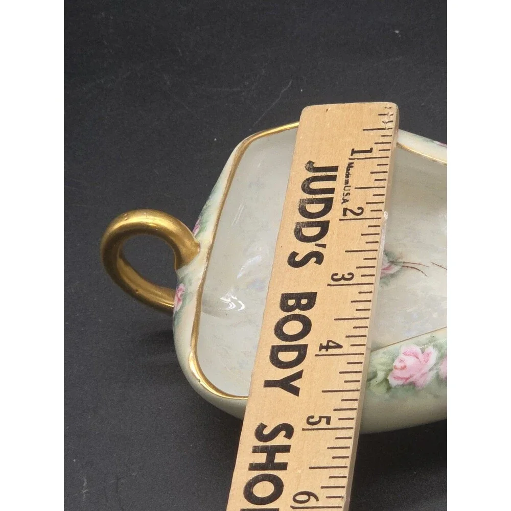 Vtg Epiag Royal Czechoslovakia Porcelain Candy Dish Gold Yellow Roses Triangle